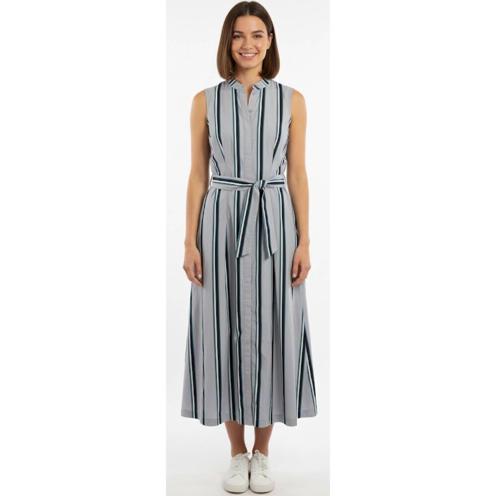 Diane von furstenberg womens size 6 long maxi shirt dress stripe gray